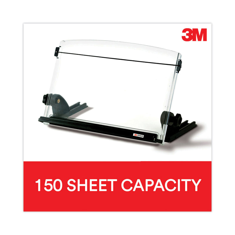 3M In-Line Adjustable Desktop Copyholder,150 Sheet Capacity, Plastic, Black/Clear