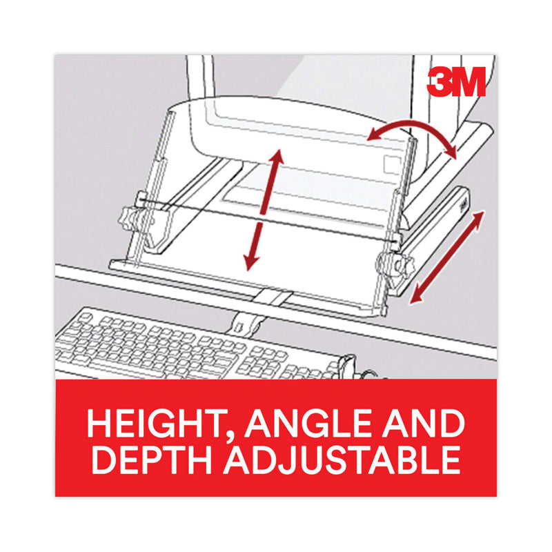 3M In-Line Freestanding Copyholder, 300 Sheet Capacity, Plastic, Black/Clear