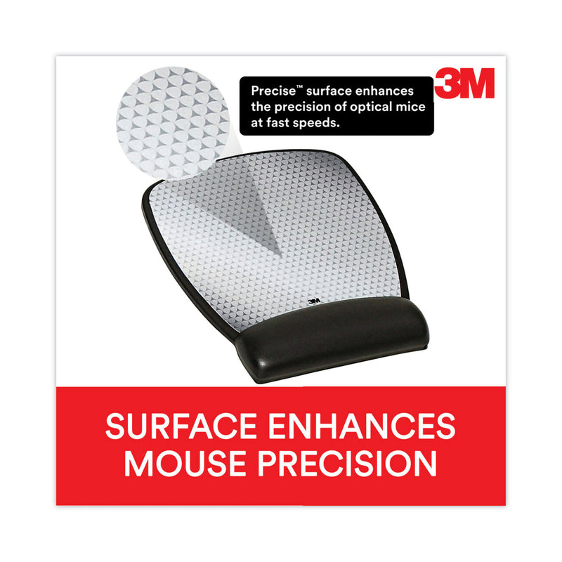 3M Antimicrobial Gel Compact Mouse Pad with Wrist Rest, 8.6 x 6.75, Black