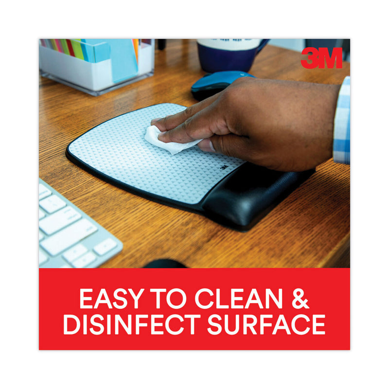 3M Antimicrobial Gel Compact Mouse Pad with Wrist Rest, 8.6 x 6.75, Black