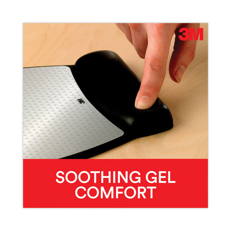 3M Antimicrobial Gel Compact Mouse Pad with Wrist Rest, 8.6 x 6.75, Black