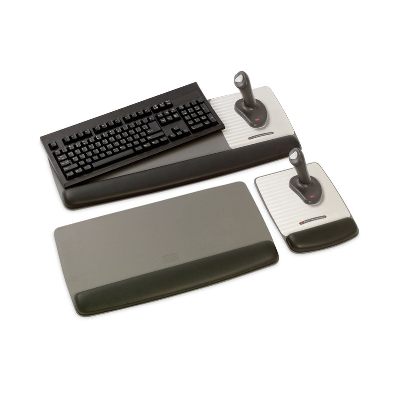 3M Antimicrobial Gel Keyboard Wrist Rest Platform, 19.6 x 10.6, Black/Gray/Silver