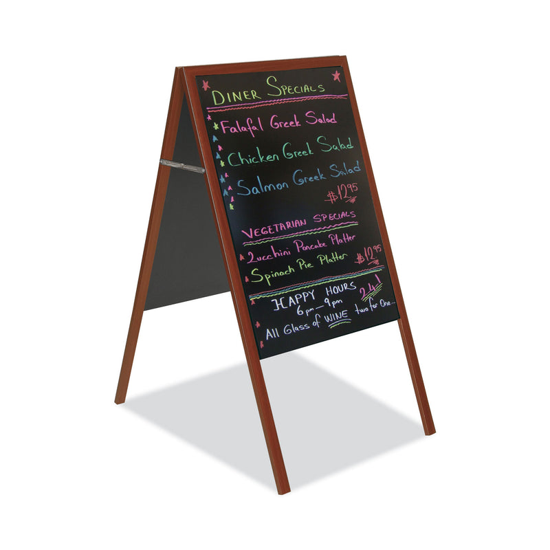 MasterVision Magnetic Wet Erase Board, 27x34, Black, Cherry Wood Frame