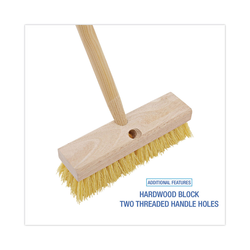 Boardwalk Deck Brush Head, 2" Cream Polypropylene Bristles, 10" Brush