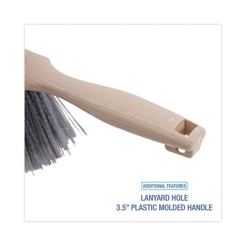 Boardwalk Counter Brush, Gray Flagged Polypropylene Bristles, 4.5" Brush, 3.5" Tan Plastic Handle