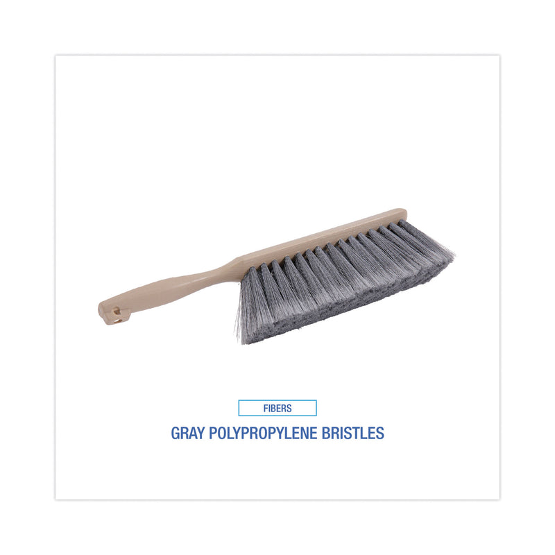 Boardwalk Counter Brush, Gray Flagged Polypropylene Bristles, 4.5" Brush, 3.5" Tan Plastic Handle