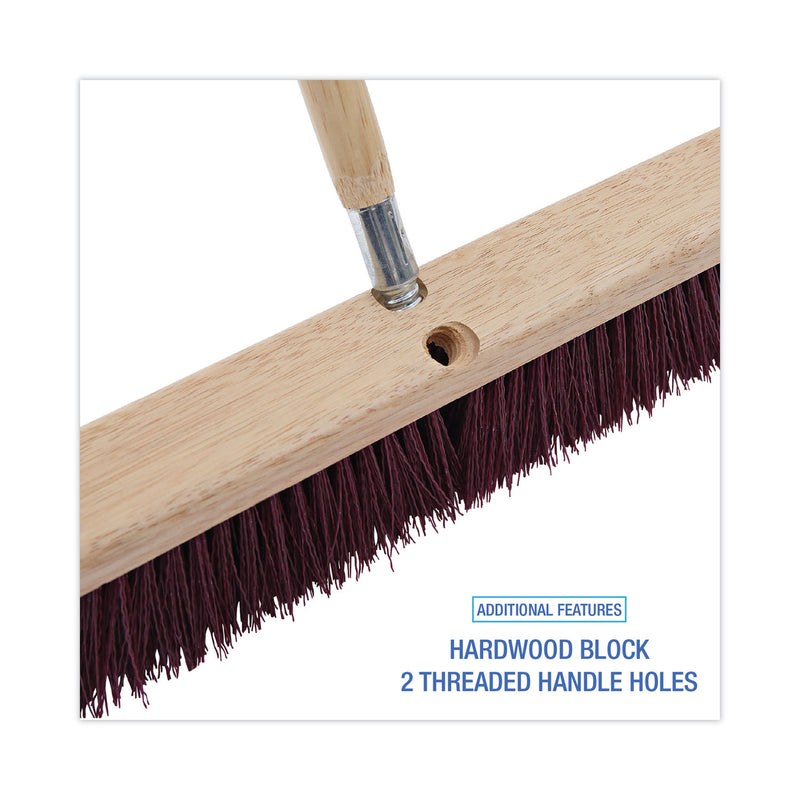 Boardwalk Floor Brush Head, 3.25" Maroon Stiff Polypropylene Bristles, 24" Brush