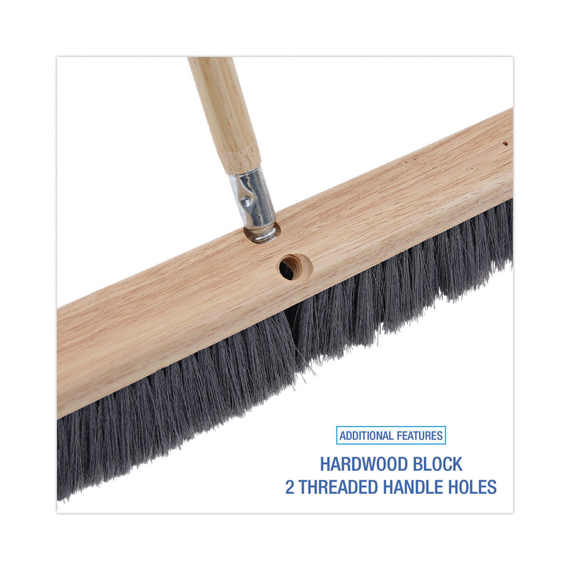 Boardwalk Floor Brush Head, 3" Gray Flagged Polypropylene Bristles, 24" Brush