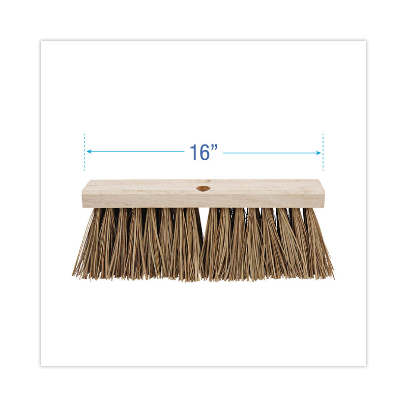 Boardwalk Street Broom Head, 6.25" Brown Palmyra Fiber Bristles, 16" Brush