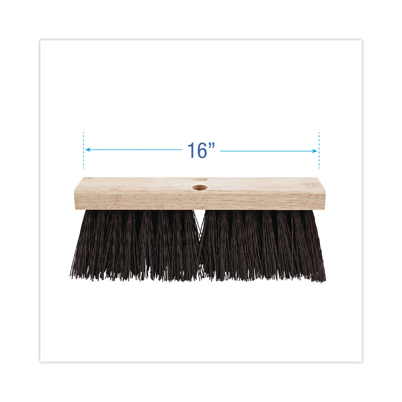 Boardwalk Street Broom Head, 6.25" Brown Polypropylene Bristles, 16" Brush