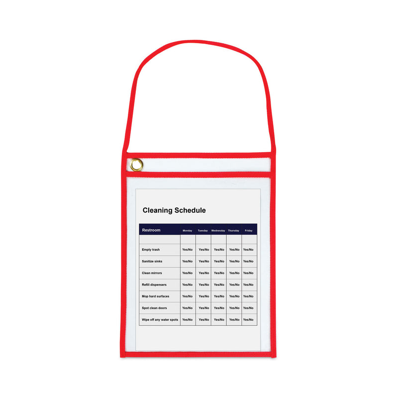 C-Line 1-Pocket Shop Ticket Holder w/Setrap and Red Stitching, 75-Sheet, 9 x 12, 15/Box