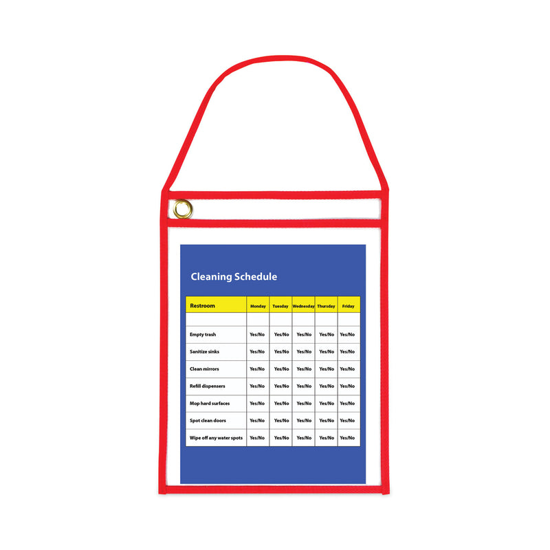 C-Line 1-Pocket Shop Ticket Holder w/Setrap and Red Stitching, 75-Sheet, 9 x 12, 15/Box