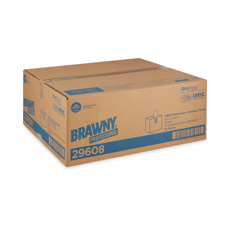 Brawny FLAX 900 Heavy Duty Cloths, 9 x 16.5, White, 72/Box, 10 Box/Carton