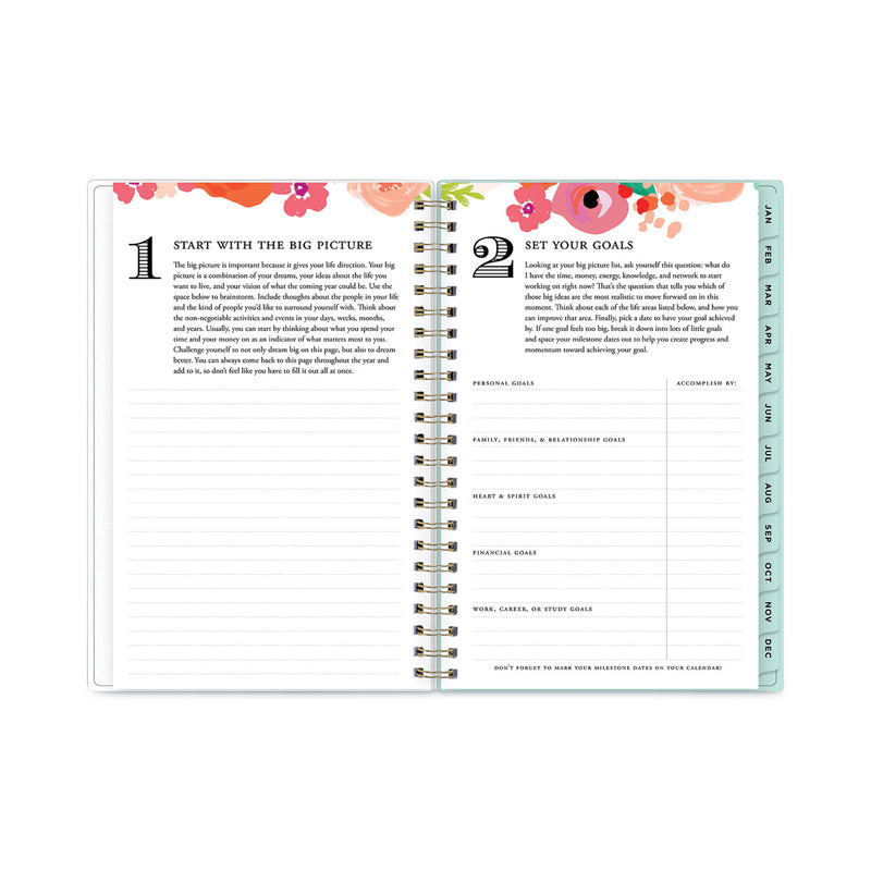 Blue Sky Day Designer Secret Garden Mint Frosted Weekly/Monthly Planner, 8 x 5, Multicolor Cover, 12-Month (Jan to Dec): 2023