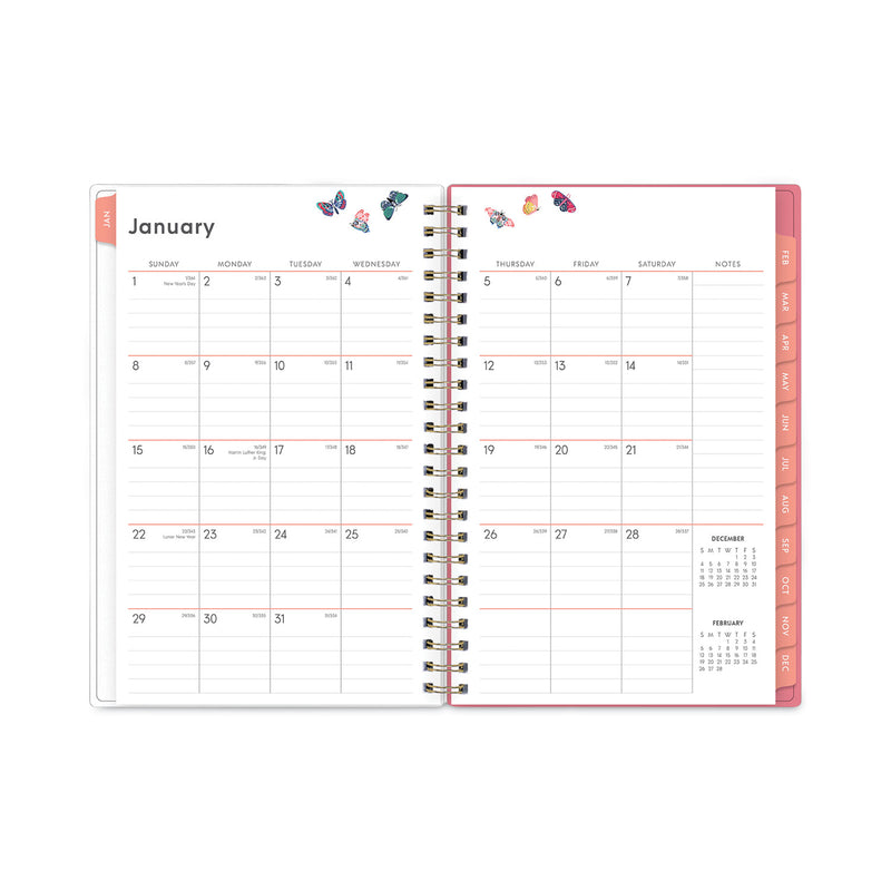 Blue Sky Fly By Frosted Weekly/Monthly Planner, Fly By Butterflies Artwork, 8 x 5, Blush/Pink Cover, 12-Month (Jan to Dec): 2023