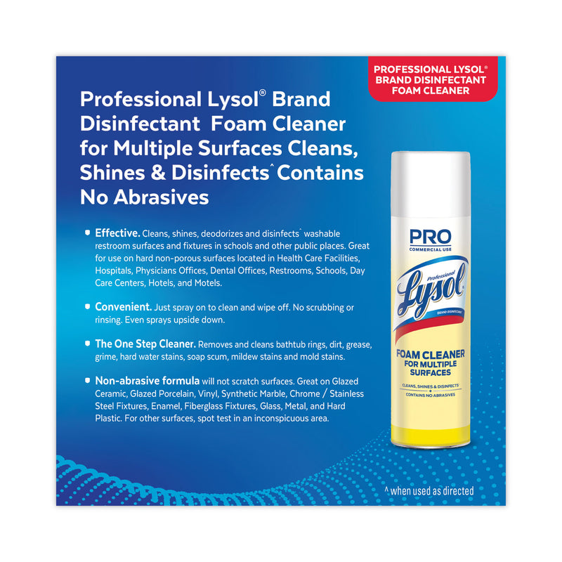 Professional LYSOL Disinfectant Foam Cleaner, 24 oz Aerosol Spray