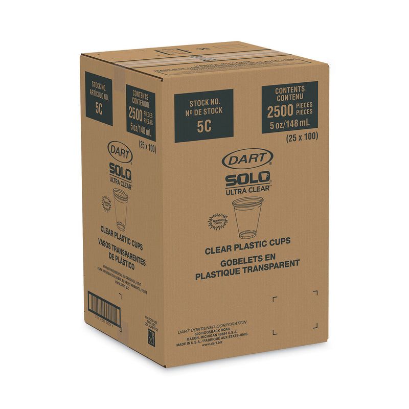 Dart Ultra Clear Cups, 5 oz, PET, 100/Bag, 25 Bags/Carton