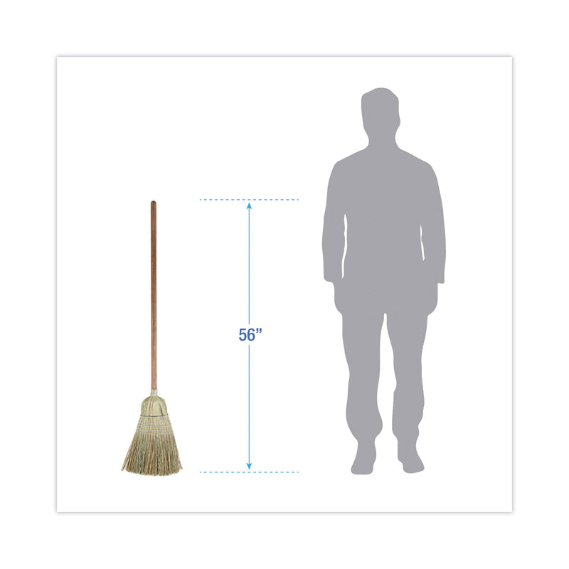 Boardwalk Corn/Fiber Brooms, Corn/Synthetic Fiber Bristles, 60" Overall Length, Gray/Natural, 6/Carton