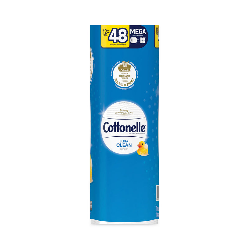 Cottonelle Ultra CleanCare Toilet Paper, Strong Tissue, Mega Rolls, Septic Safe, 1-Ply, White, 284/Roll, 12 Rolls/Pack, 48 Rolls/Carton