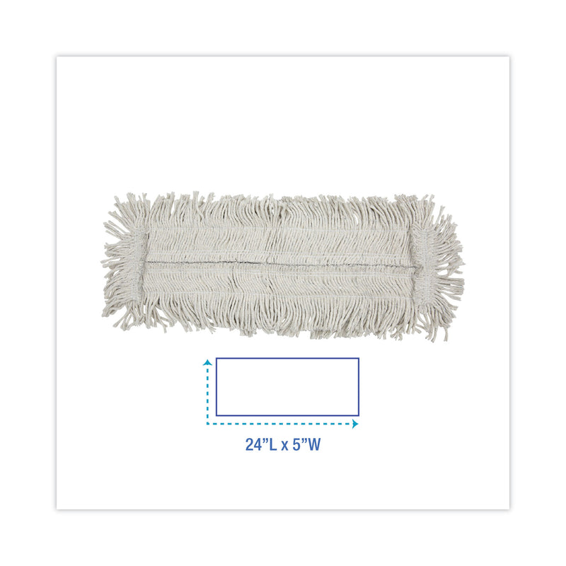 Boardwalk Disposable Cut End Dust Mop Head, Cotton/Synthetic, 24w x 5d, White