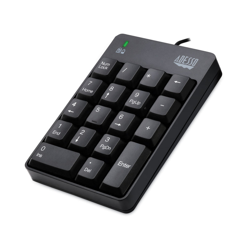 Adesso Spill-Resistant 18-Key Numeric Keypad, Black