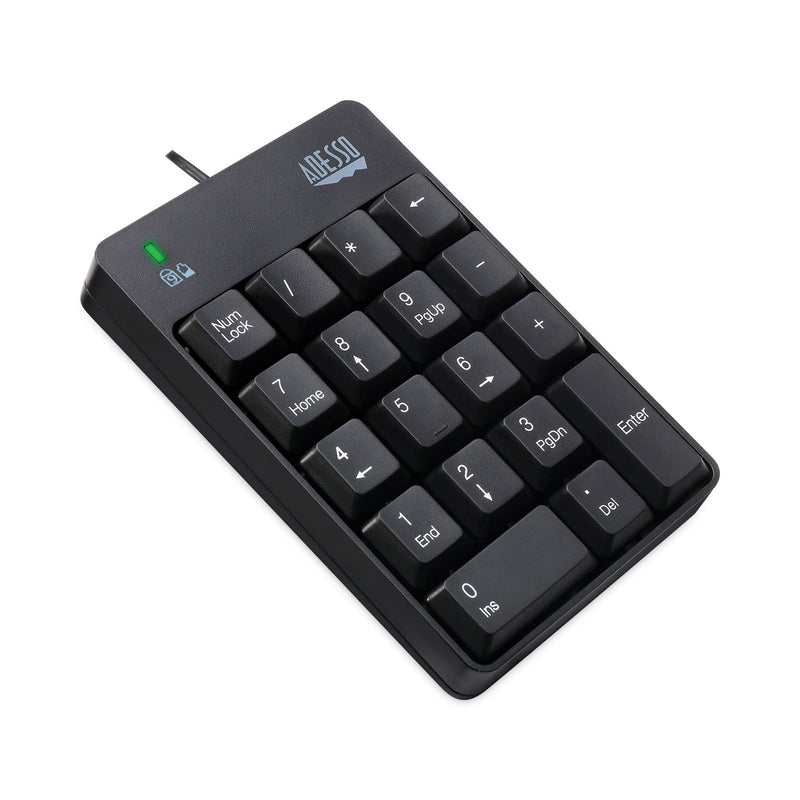 Adesso Spill-Resistant 18-Key Numeric Keypad, Black