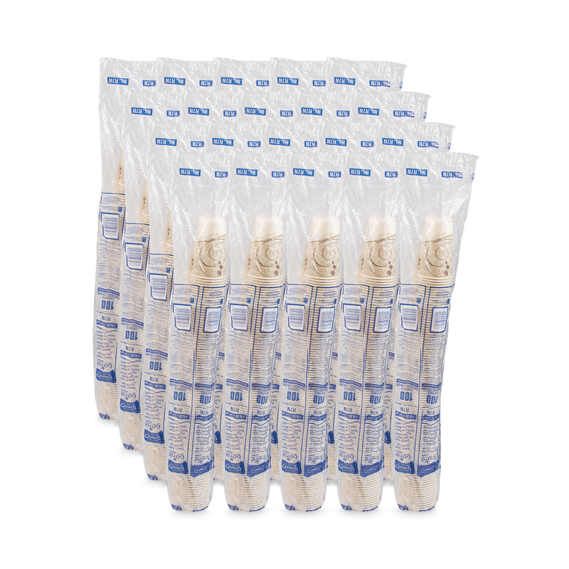 Dart Symphony Design Wax-Coated Paper Cold Cup, 7 oz, Beige/White, 100/Sleeve, 20 Sleeves/Carton