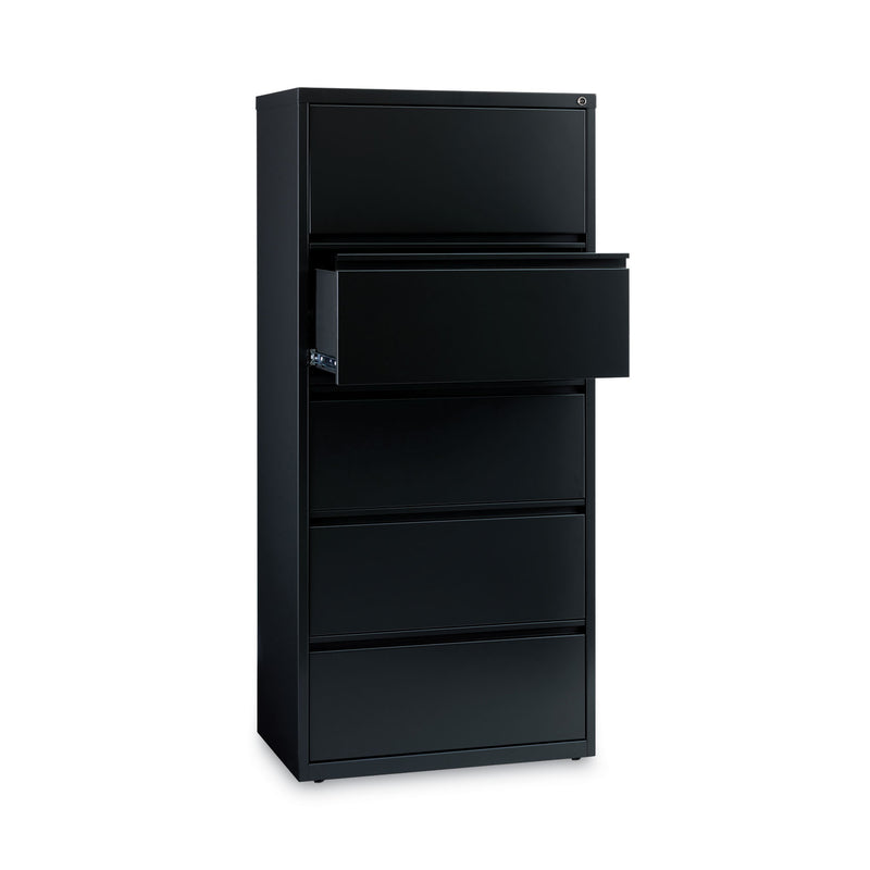 Hirsh Industries Lateral File Cabinet, 5 Letter/Legal/A4-Size File Drawers, Black, 30 x 18.62 x 67.62