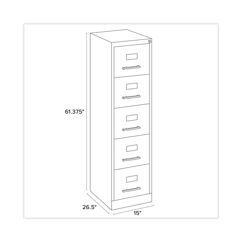 Hirsh Industries Vertical Letter File Cabinet, 5 Letter-Size File Drawers, Putty, 15 x 26.5 x 61.37