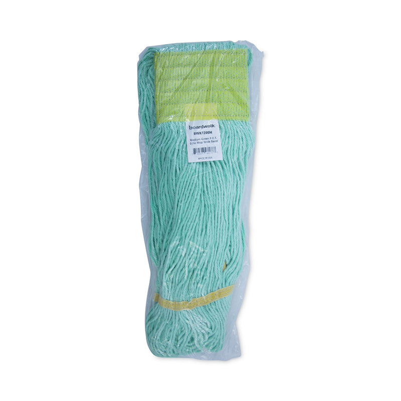 Boardwalk EcoMop Looped-End Mop Head, Recycled Fibers, Medium Size, Green, 12/Carton