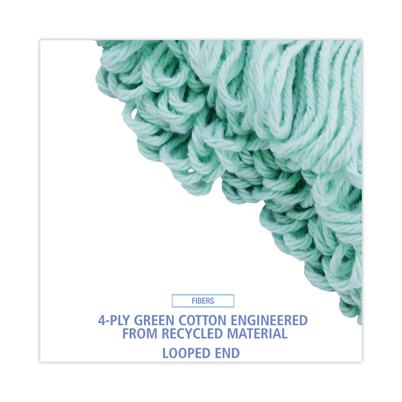 Boardwalk EcoMop Looped-End Mop Head, Recycled Fibers, Extra Large Size, Green