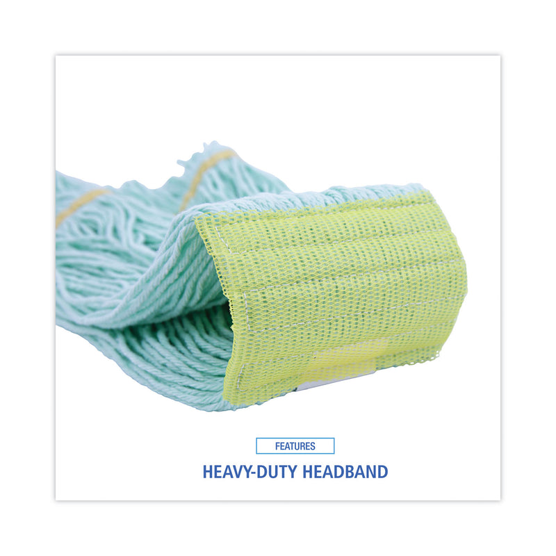 Boardwalk EcoMop Looped-End Mop Head, Recycled Fibers, Extra Large Size, Green