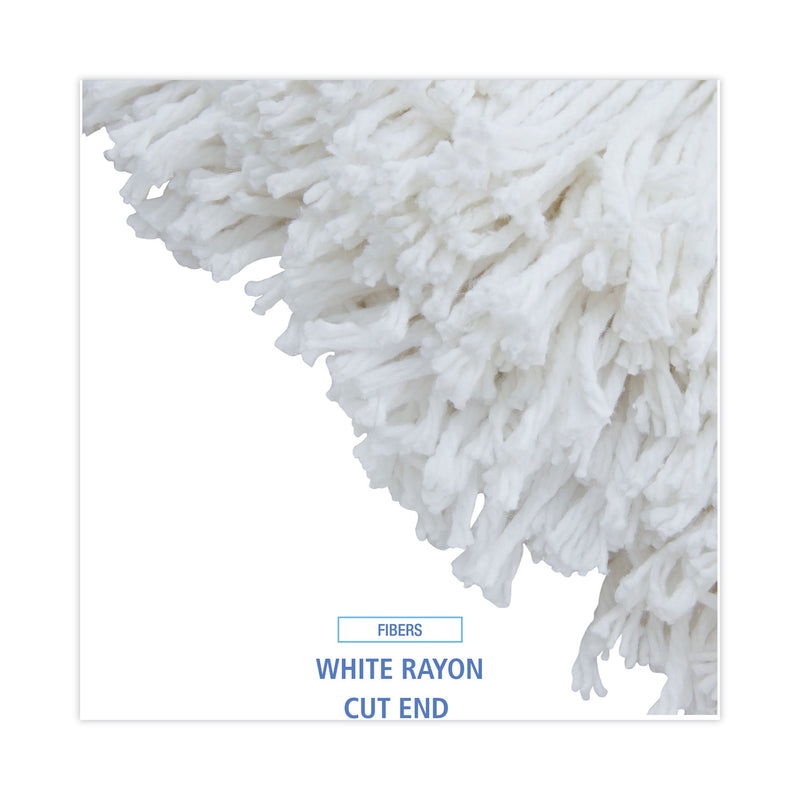 Boardwalk Cut-End Wet Mop Head, Rayon, No. 32, White, 12/Carton