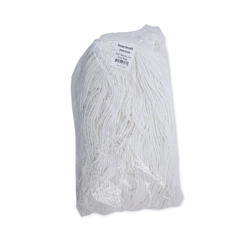 Boardwalk Cut-End Wet Mop Head, Rayon, No. 32, White, 12/Carton