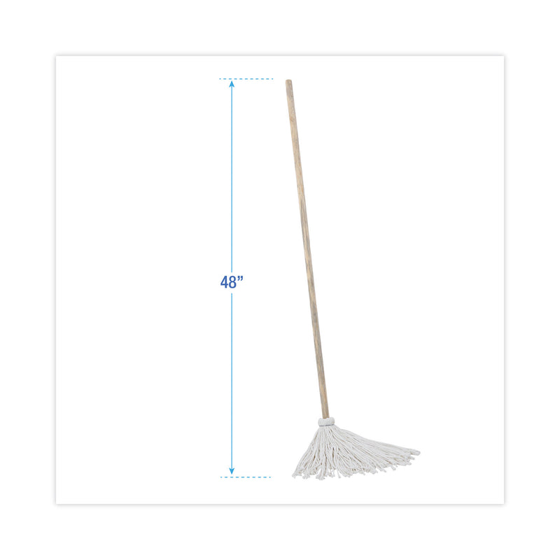 Boardwalk Handle/Deck Mops, 12 oz White Rayon Head, 48" Oak Wood Handle, 6/Pack