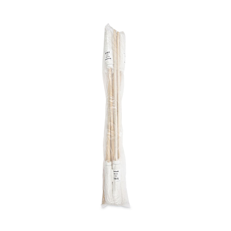 Boardwalk Handle/Deck Mops, 12 oz White Rayon Head, 48" Oak Wood Handle, 6/Pack