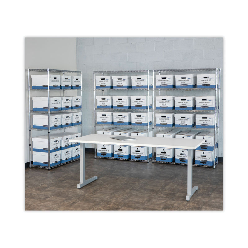 Bankers Box STOR/FILE Medium-Duty Letter/Legal Storage Boxes, Letter/Legal Files, 12.75" x 16.5" x 10.5", White/Blue, 12/Carton