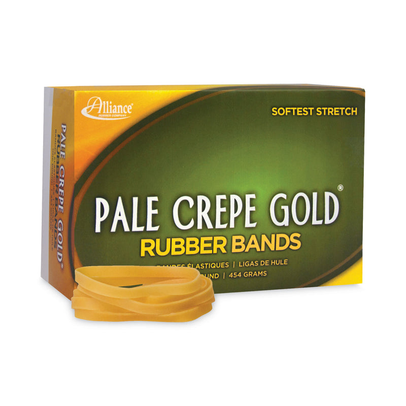 Alliance Pale Crepe Gold Rubber Bands, Size 64, 0.04" Gauge, Golden Crepe, 1 lb Box, 490/Box