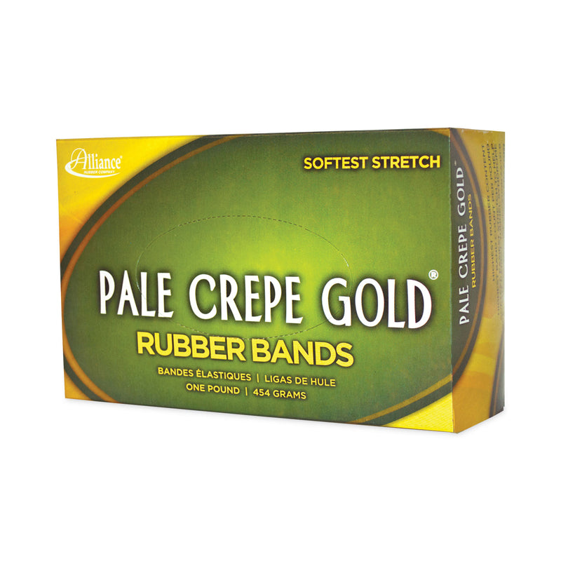 Alliance Pale Crepe Gold Rubber Bands, Size 19, 0.04" Gauge, Golden Crepe, 1 lb Box, 1,890/Box