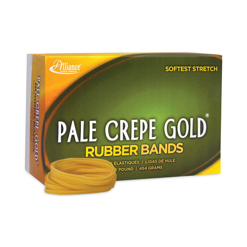 Alliance Pale Crepe Gold Rubber Bands, Size 32, 0.04" Gauge, Golden Crepe, 1 lb Box, 1,100/Box