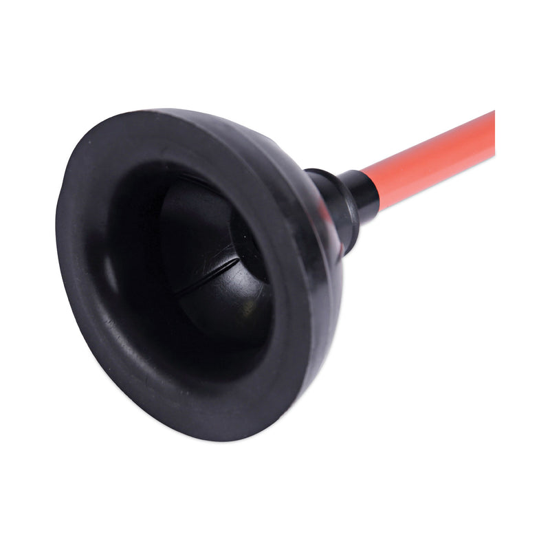 Boardwalk Toilet Plunger, 18" Plastic Handle, 5.63" dia, Red/Black, 6/Carton