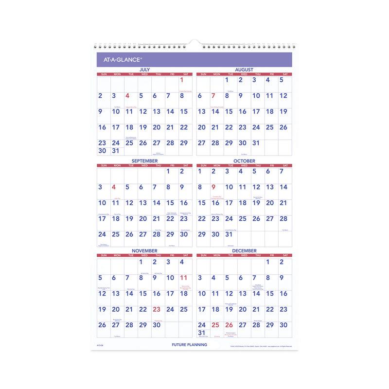 AT-A-GLANCE Academic Year Monthly Wall Calendar with Ruled Daily Blocks, 15.5 x 22.75, White Sheets, 12-Month (July to June): 2022-2023