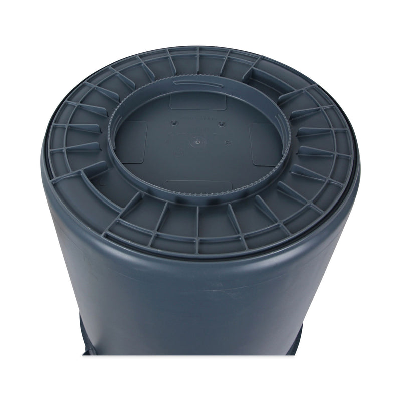 Boardwalk Round Waste Receptacle, Plastic, 44 gal, Gray