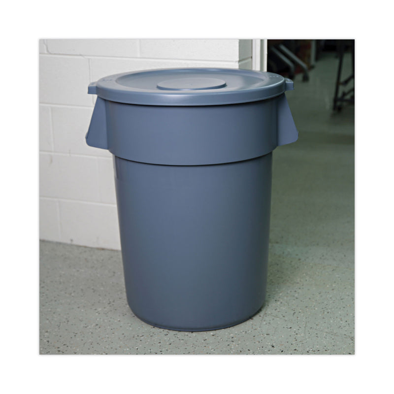 Boardwalk Lids for 44 gal Waste Receptacles, Flat-Top, Round, Plastic Gray