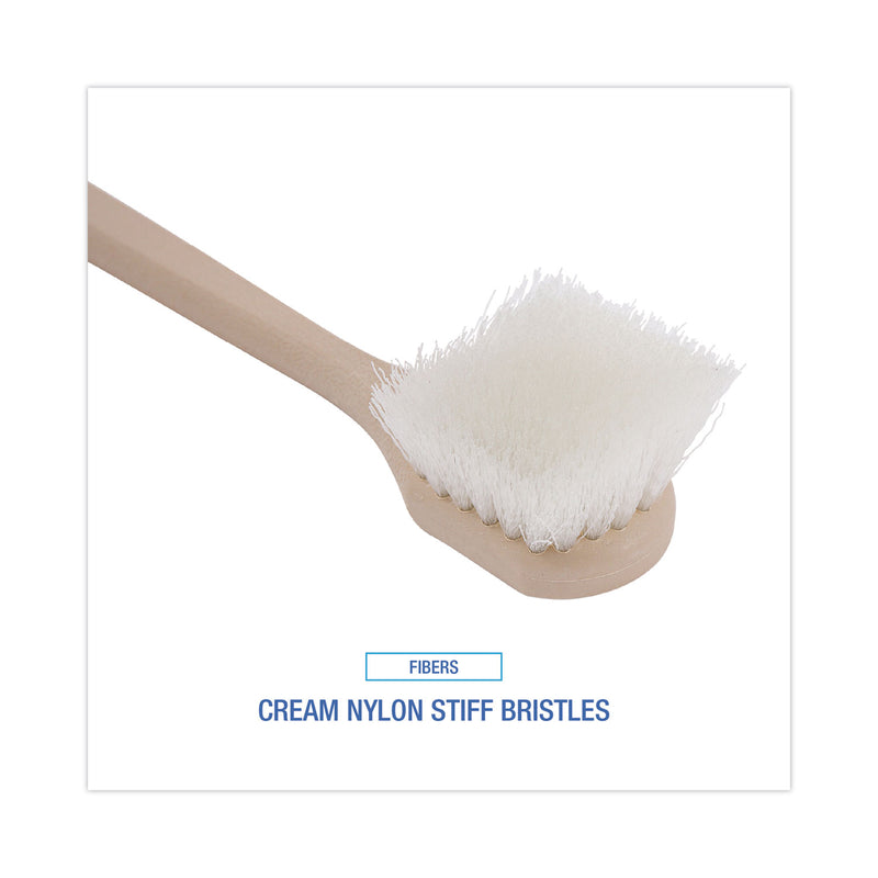 Boardwalk Utility Brush, Cream Nylon Bristles, 5.5" Brush, 14.5" Tan Plastic Handle