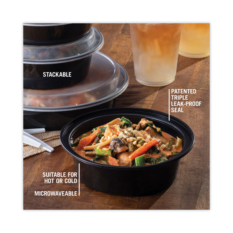 Pactiv Evergreen Newspring VERSAtainer Microwavable Containers, 32 oz, 7 Diameter x 2 h, Black/Clear, Plastic, 150/Carton