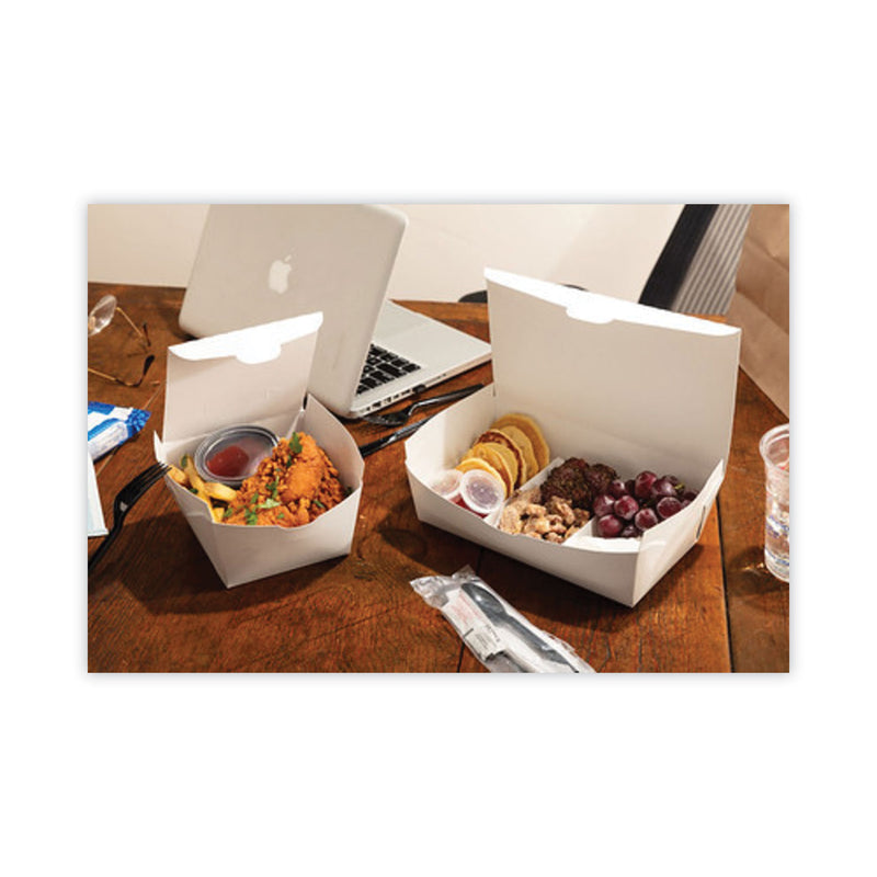 Pactiv Evergreen EarthChoice OneBox Paper Box, 77 oz, 9 x 4.85 x 2.7, White, 162/Carton