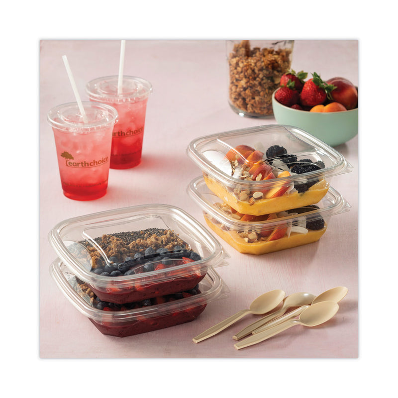 Pactiv Evergreen EarthChoice Square Recycled Bowl, 32 oz, 7 x 7 x 2, Clear, Plastic, 300/Carton