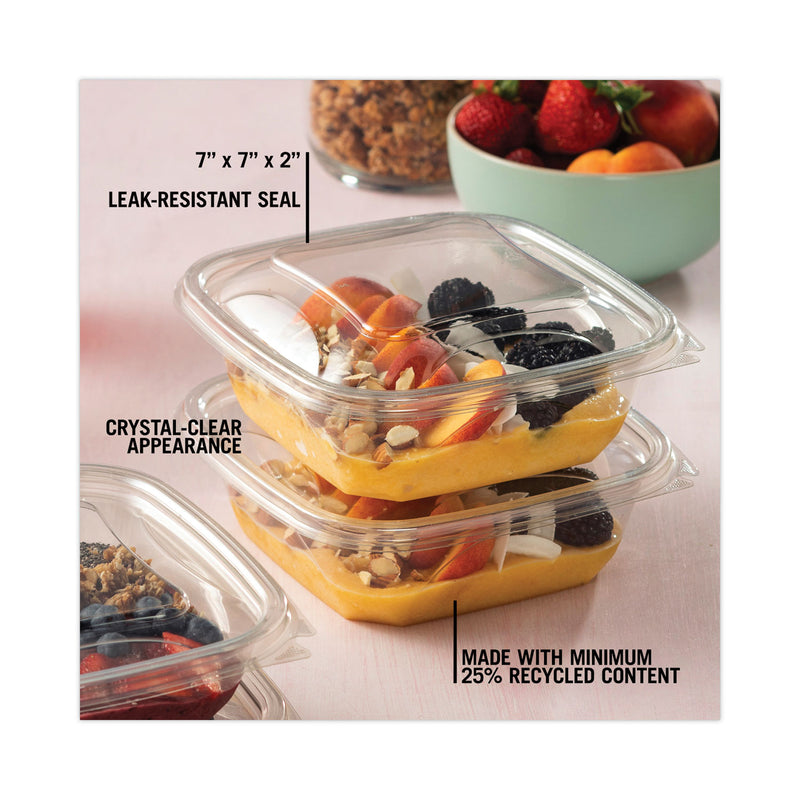 Pactiv Evergreen EarthChoice Square Recycled Bowl, 32 oz, 7 x 7 x 2, Clear, Plastic, 300/Carton