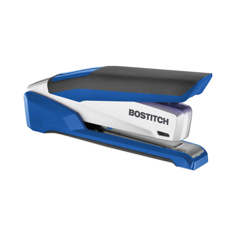 Bostitch InPower Spring-Powered Premium Desktop Stapler, 28-Sheet Capacity, Blue/Silver